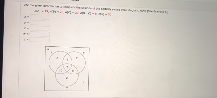 Solved Use The Given Information To Complete The Solution Of | Chegg.com