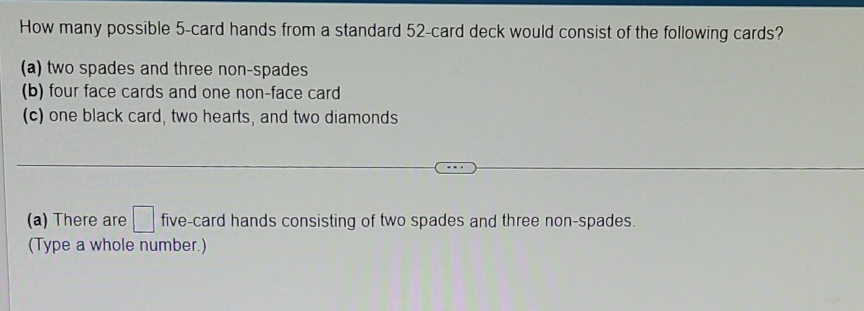 Solved How many possible 5-card hands from a standard | Chegg.com