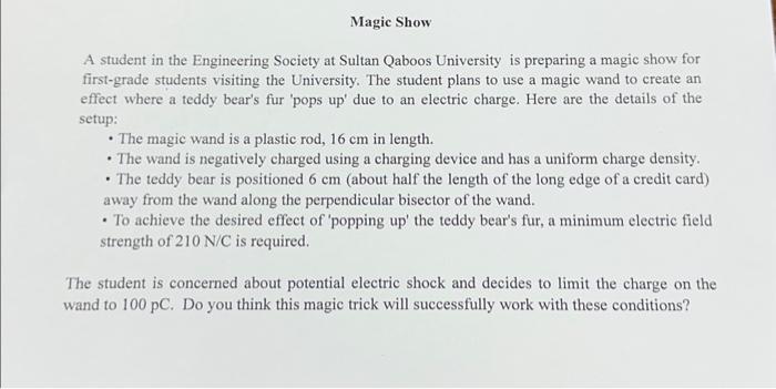 Solved Magic Show A student in the Engineering Society at | Chegg.com