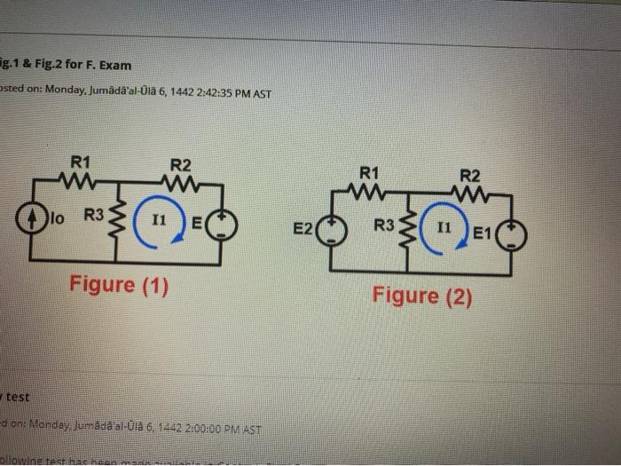 Solved For the electric circuit shown in Figure (2), | Chegg.com