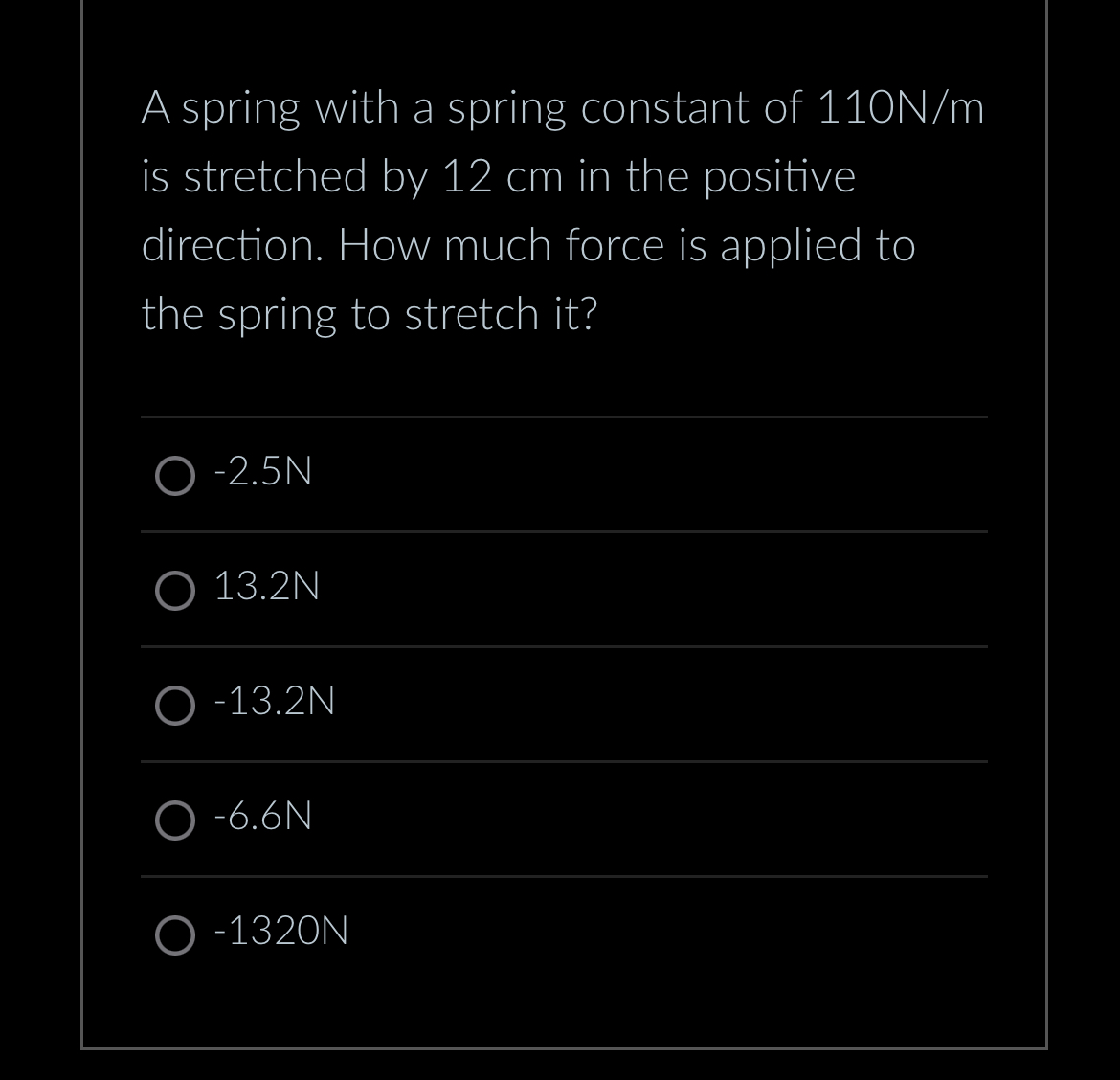 Solved A spring with a spring constant of 110Nm ﻿is | Chegg.com