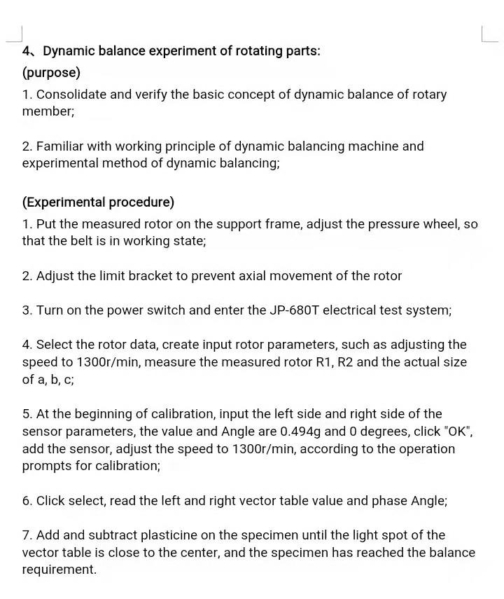 Solved 4. Dynamic Balance Experiment Of Rotating Parts: | Chegg.com