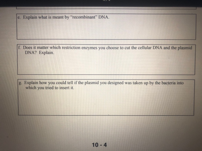 Solved e. Explain what is meant by DNA. f.