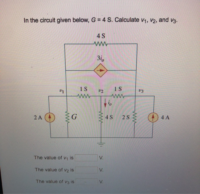 Solved In the circuit given below, G = 4 S. Calculate V1, | Chegg.com