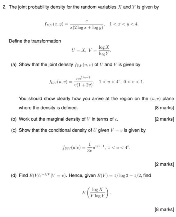 Solved 2 The Joint Probability Density For The Random Chegg Com