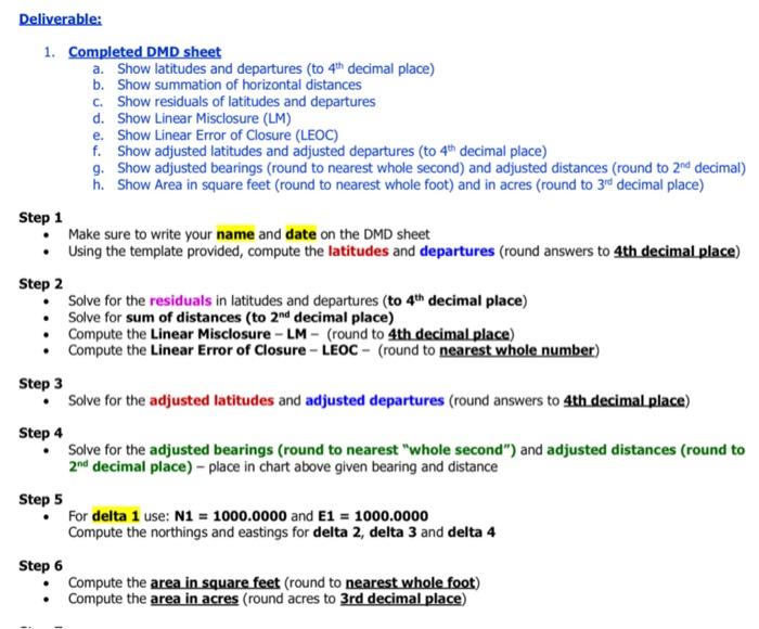 Solved Deliverable: 1. Completed DMD sheet a. Show latitudes | Chegg.com