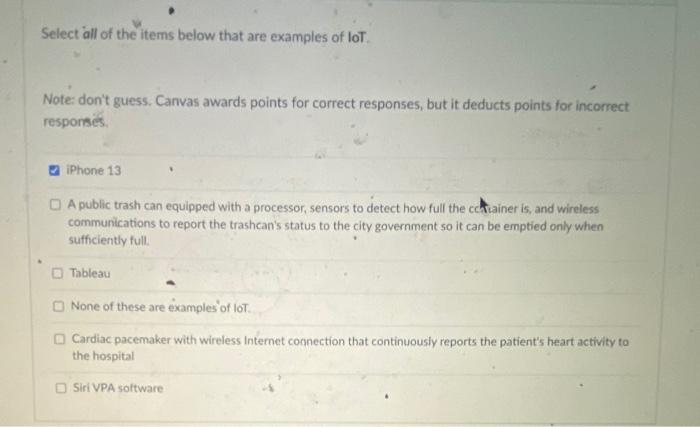 Solved Select all of the items below that are examples of | Chegg.com