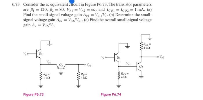 Solved 6.73 Consider the ac equivalent circuit in Figure | Chegg.com