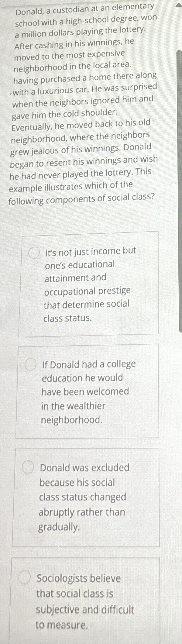 Solved Donald, a custodian at an elementary school with a