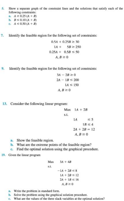 5. Show a sefarate graph of the cotatrairs lines and | Chegg.com