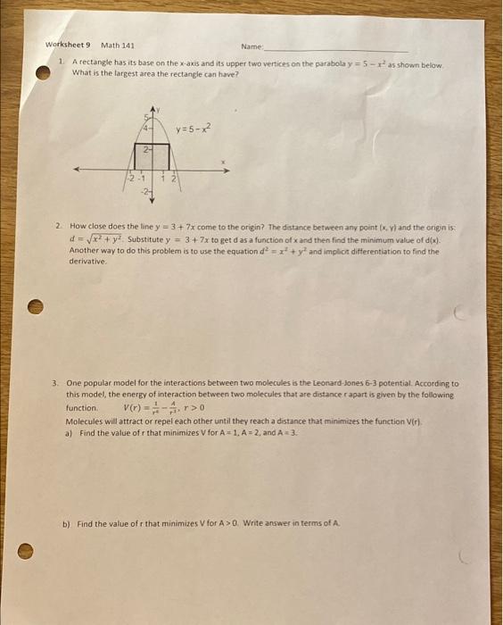Solved Please answer ALL questions and show ALL work, for an | Chegg.com