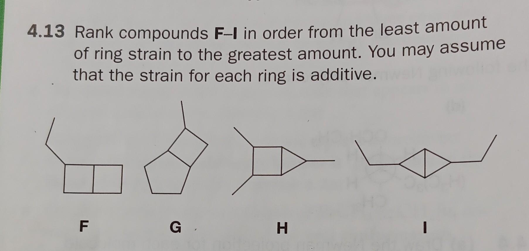Solved 4.13 Rank compounds F−I in order from the least | Chegg.com