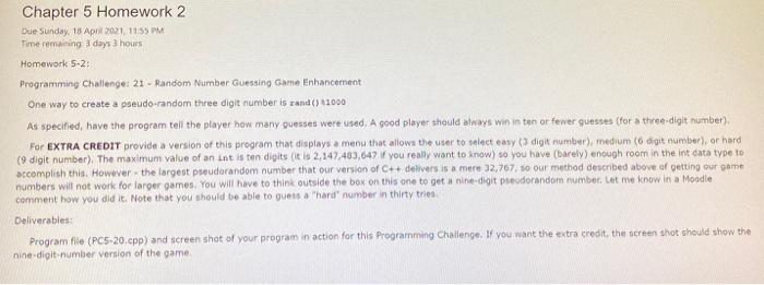 Solved Chapter 5 Homework 2 Due Sunday, 18 April 2021, 11:55 | Chegg.com