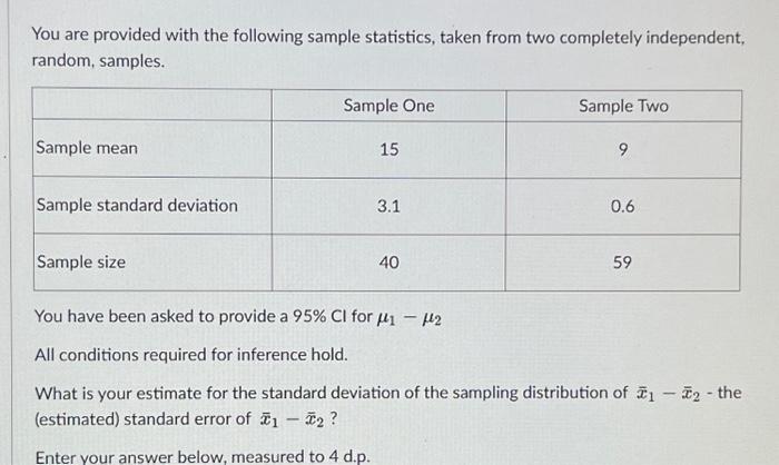 Solved You are provided with the following sample | Chegg.com