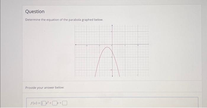 Solved Question Determine the equation of the parabola | Chegg.com