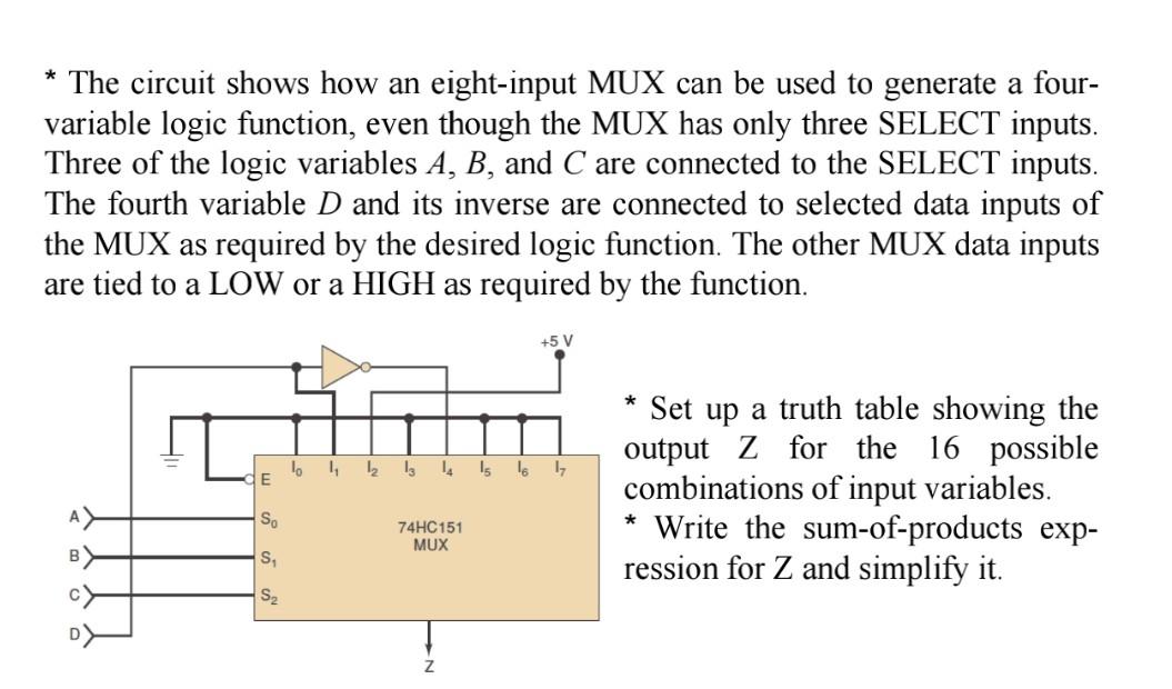 Solved the circuit shows how an eight input mux can be chegg