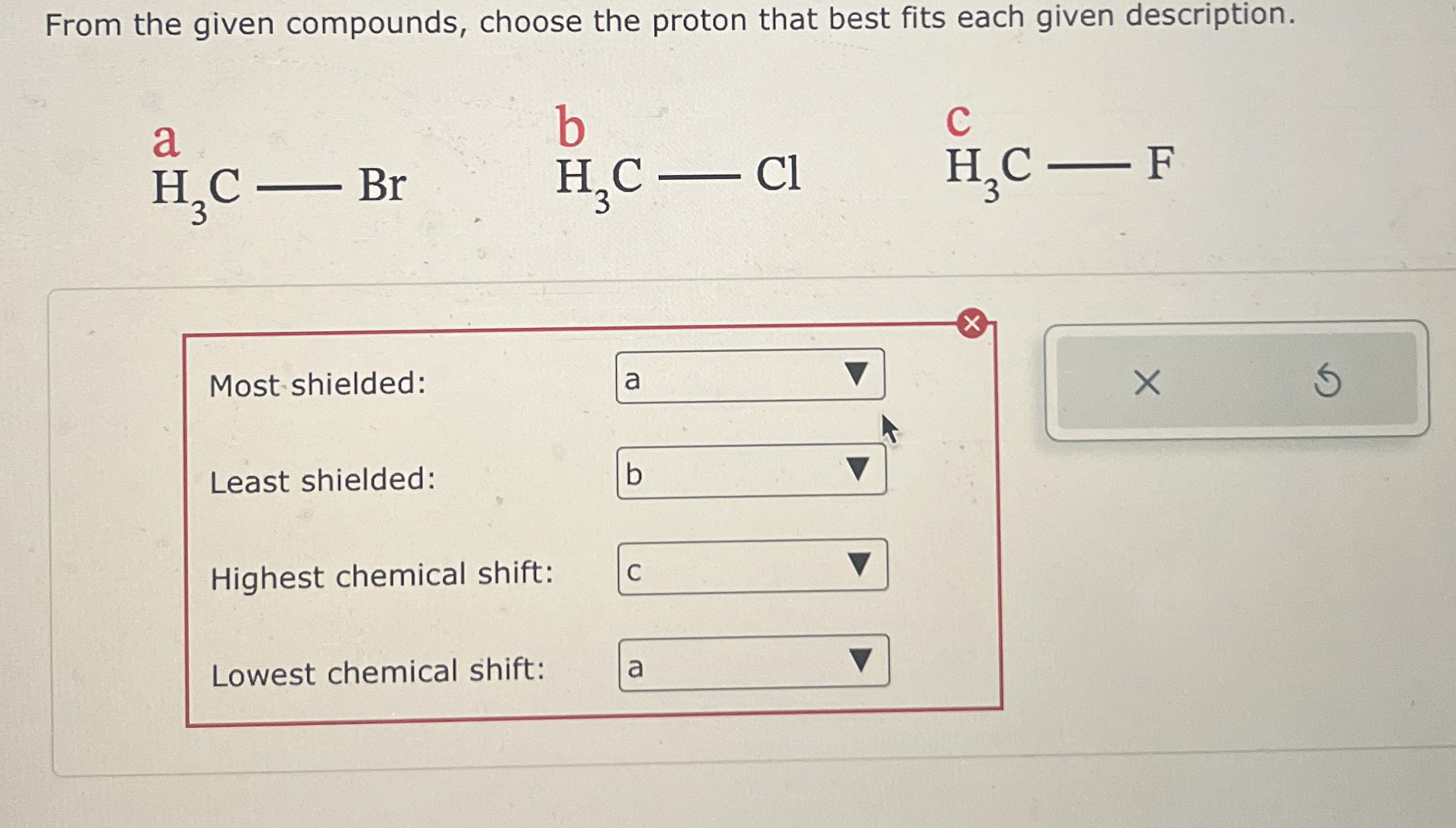Solved From the given compounds, choose the proton that best | Chegg.com