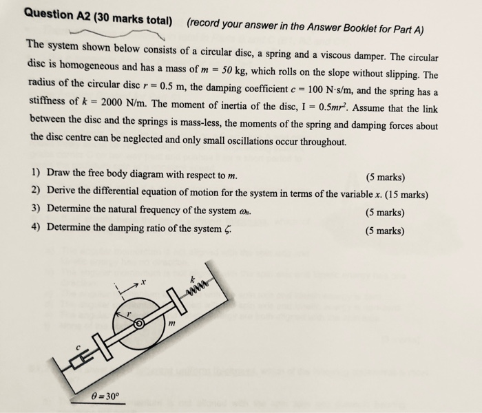 Solved Question A2 (30 Marks Total) (record Your Answer In | Chegg.com