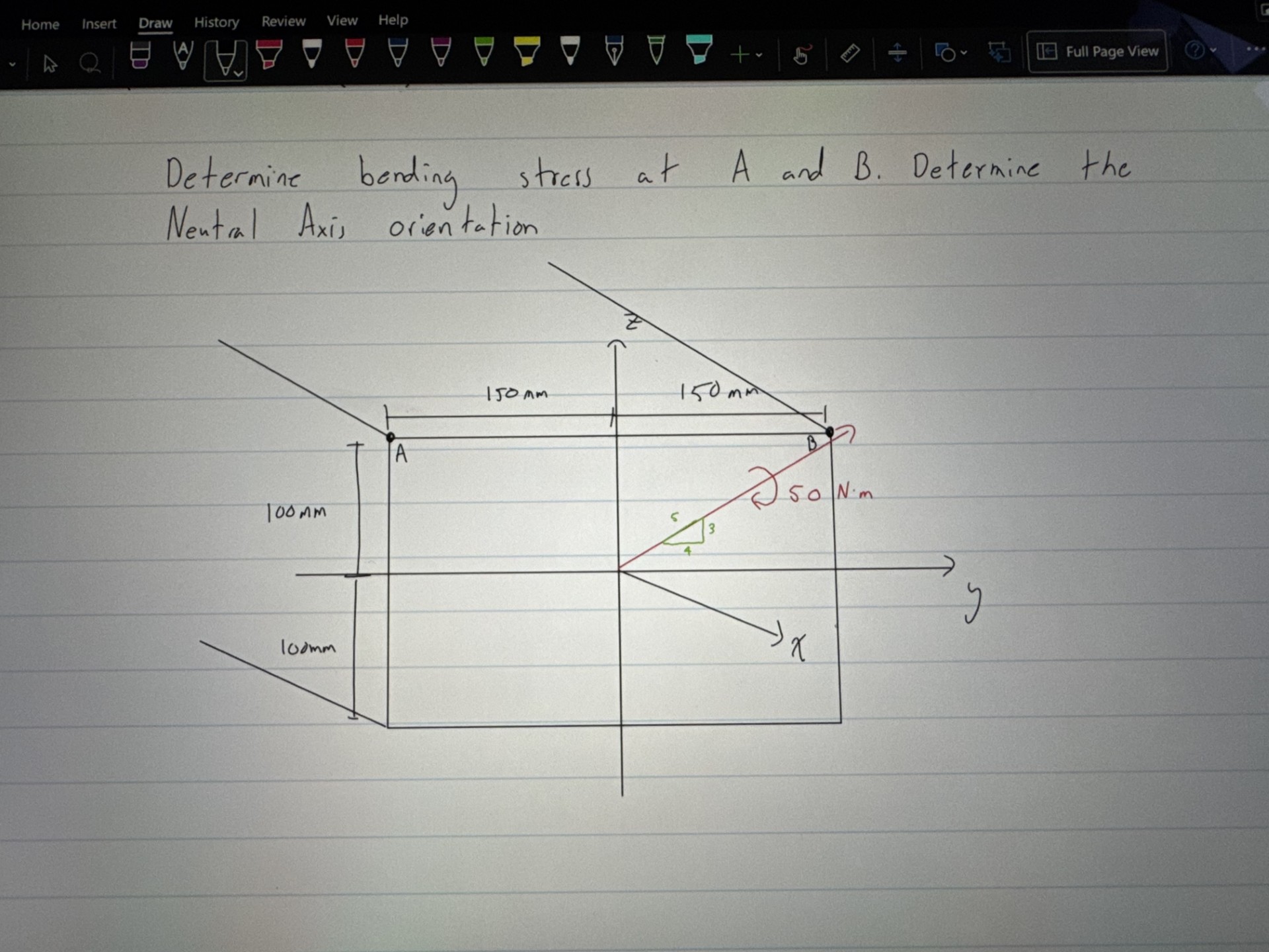 Solved Determine bending stress at A and B, ﻿and specify the | Chegg.com