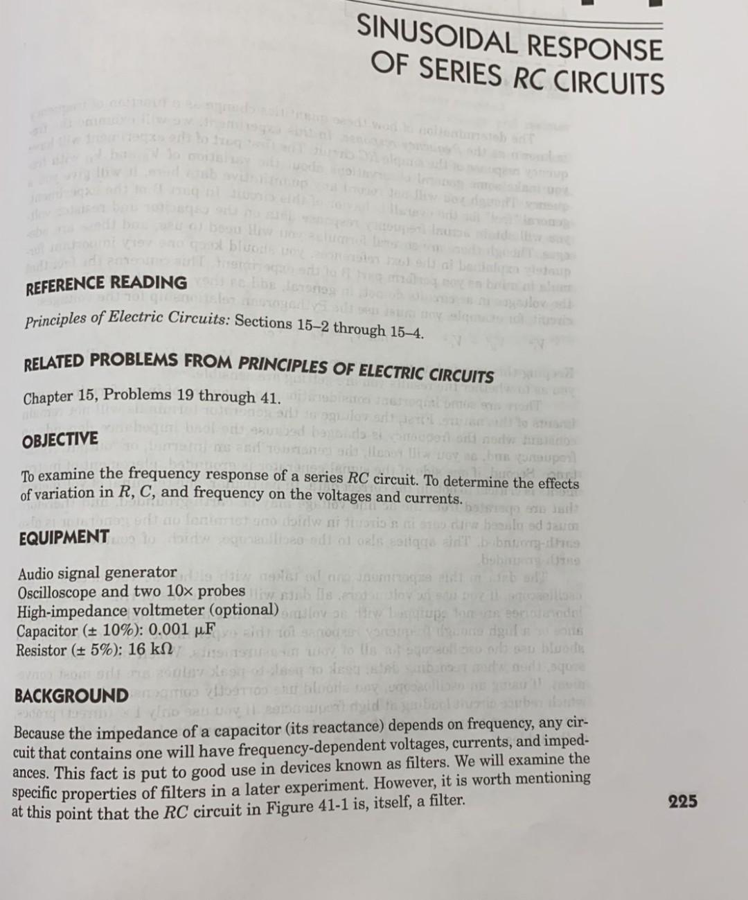 Solved SINUSOIDAL RESPONSE OF SERIES RC CIRCUITS blog | Chegg.com