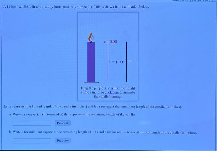 Solved A 11 -inch Candle Is Lit And Steadily Burns Until It | Chegg.com ...
