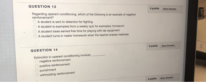 Negative reinforcement examples picture