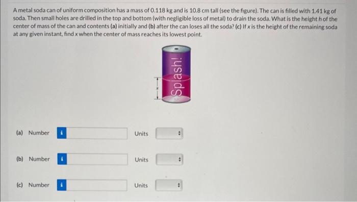 Solved A metal soda can of uniform composition has a mass of | Chegg.com