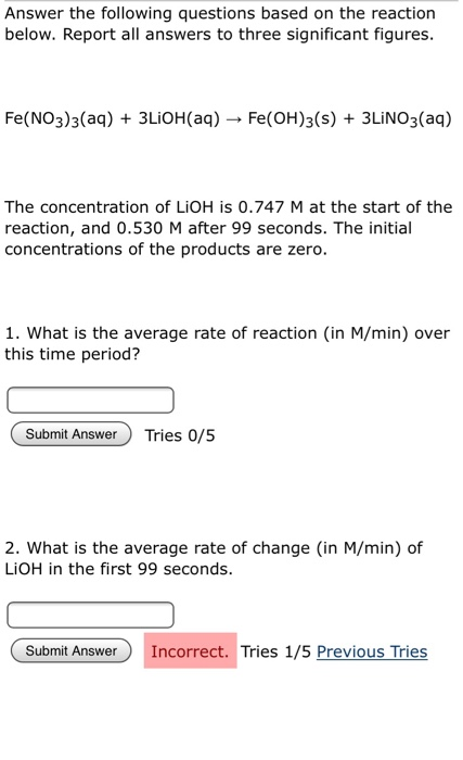 Solved Answer the following questions based on the reaction | Chegg.com