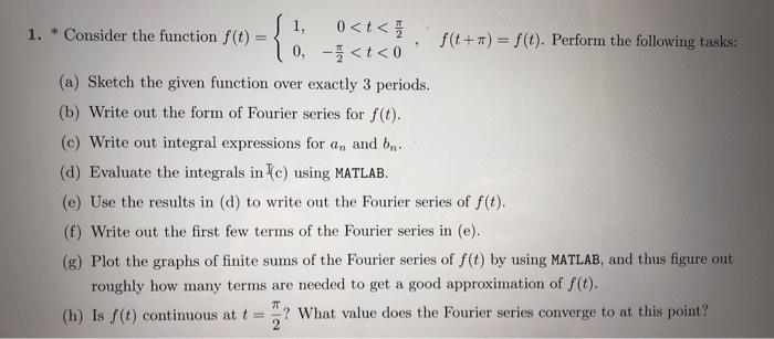 Solved 1, 1. * Consider the function f(t) = 0 | Chegg.com