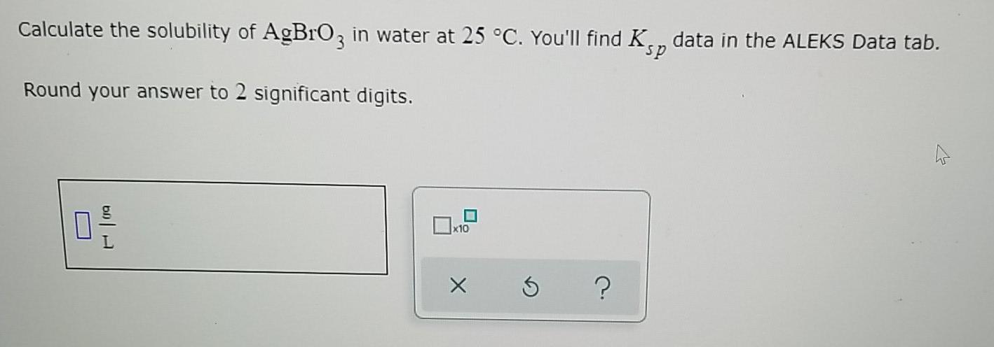 Solved Calculate the solubility of AgBroz in water at 25 °C. | Chegg.com