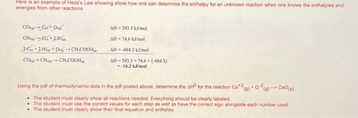 Solved Here is an example of Hess's Law showing show how one | Chegg.com