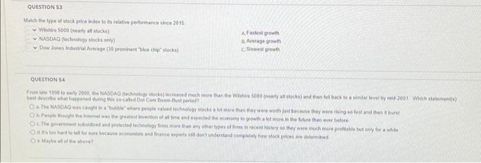 Solved QUESTION 53 Match the type of stock price index to | Chegg.com
