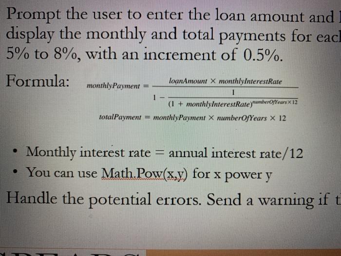 Solved Task - Compare Loans You are going to build a program | Chegg.com