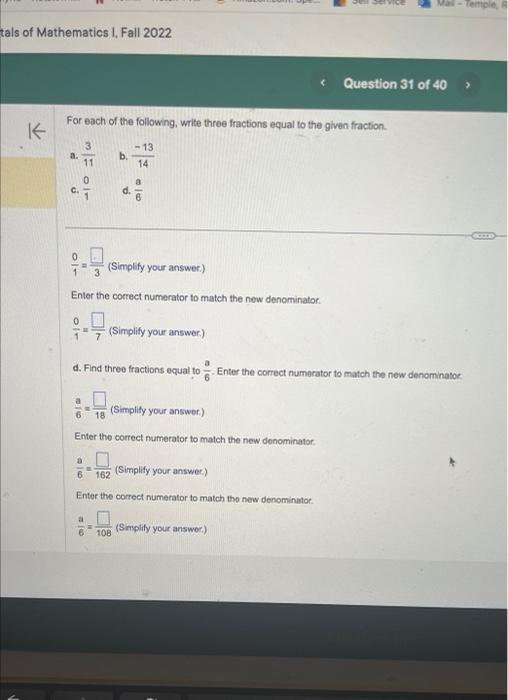 Solved For each of the following, write three fractions | Chegg.com