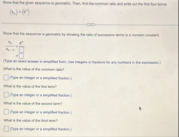 Solved Show that the given sequence is geometric. Then, find | Chegg.com