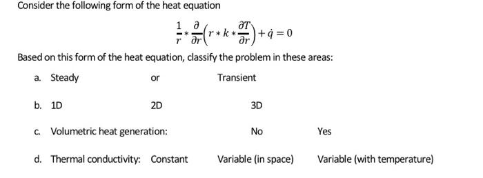 Solved Consider the following form of the heat equation 1 a | Chegg.com