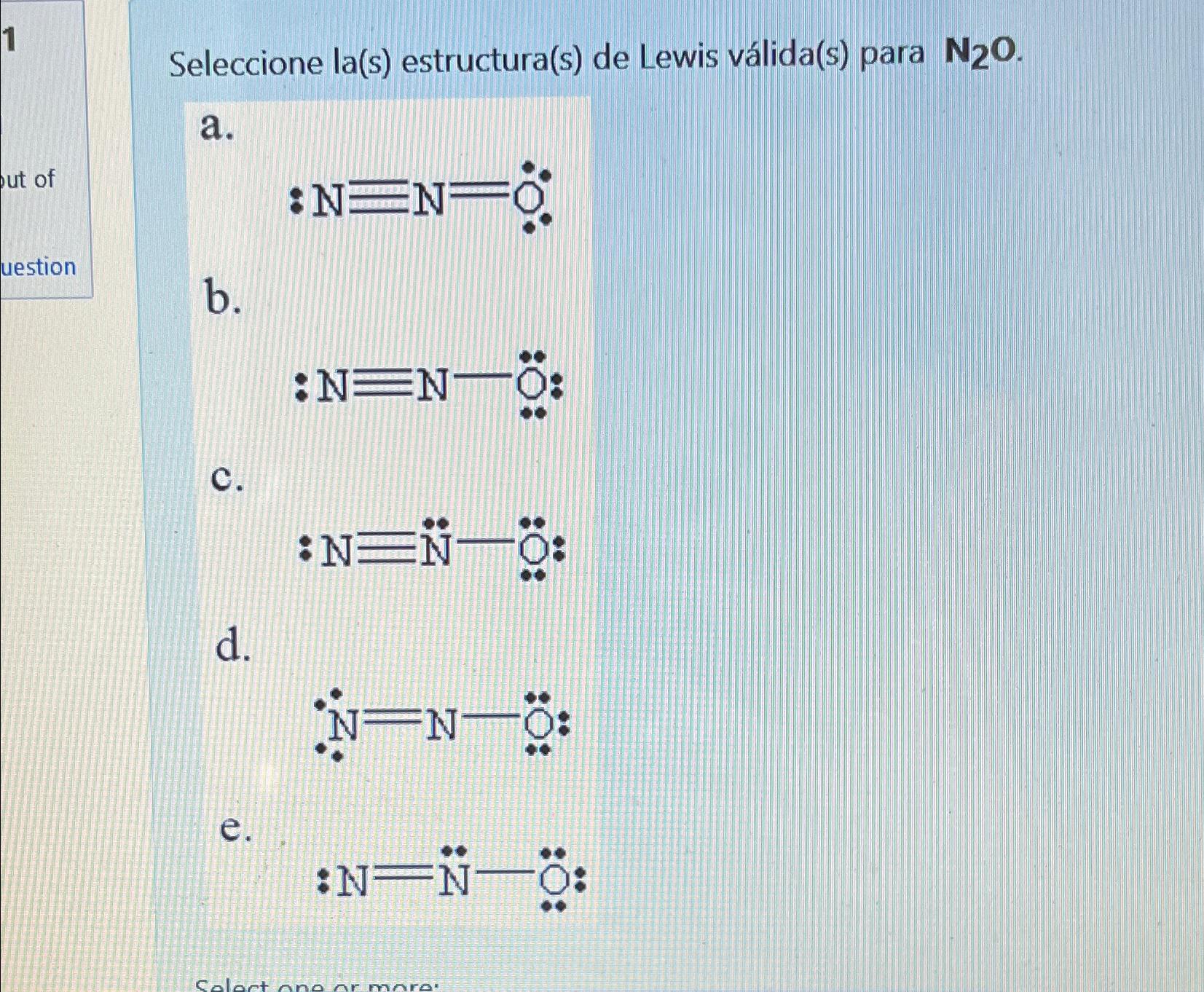 Solved Seleccione la(s) ﻿estructura(s) ﻿de Lewis válida(s) | Chegg.com