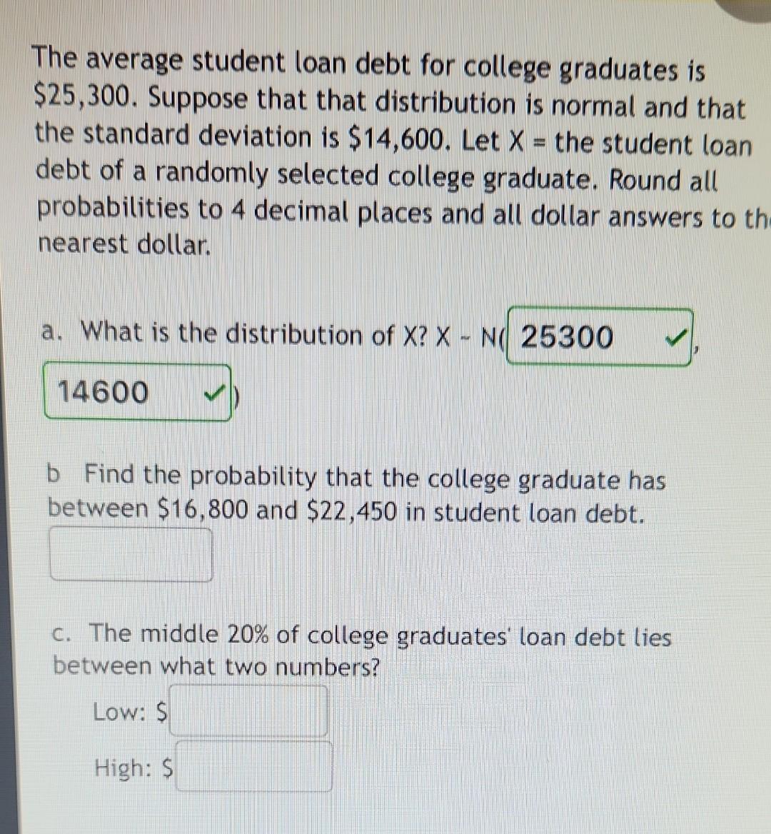 Solved The Average Student Loan Debt For College Graduates | Chegg.com