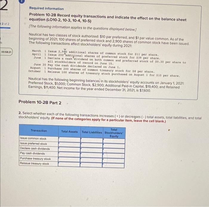 Solved 1 Part 1 of 2 0.33 points Required information | Chegg.com