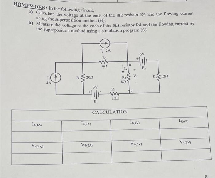 Solved HOMEWORK: In The Following Circuit; A) Calculate The | Chegg.com