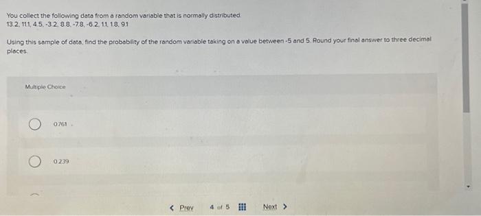 Solved You collect the following data from a random variable | Chegg.com