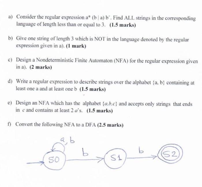 Solved a) Consider the regular expression a* (ba) b. Find | Chegg.com