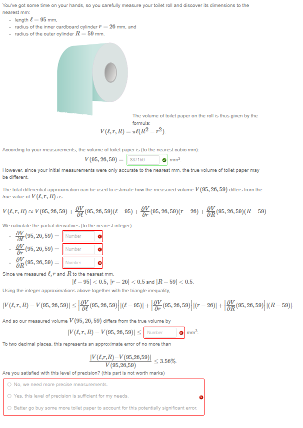 Paper Volume Measure Solved How much toilet paper is left on the roll? The volume | Chegg.com
