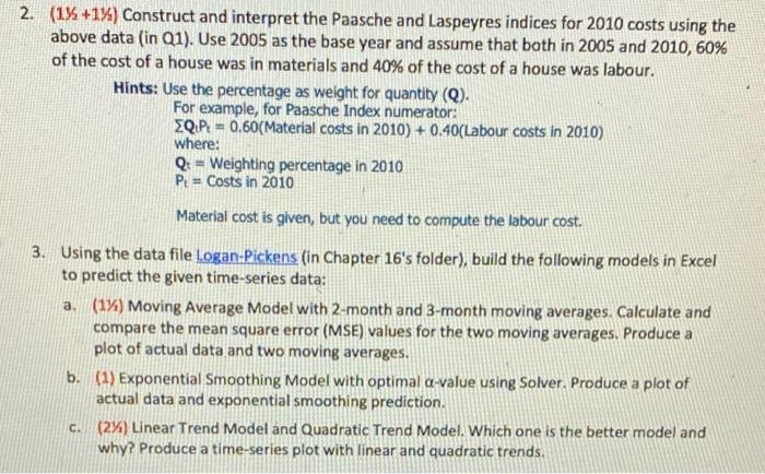 Solved 1. Answer the following questions based on the data | Chegg.com