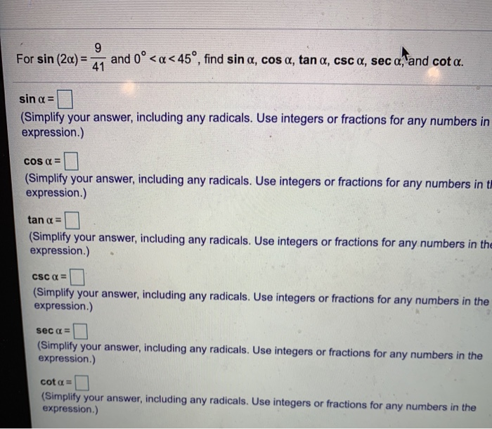 Solved For sin (2a) = and 0° | Chegg.com