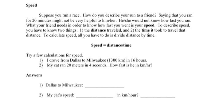 Solved Speed Suppose you run a race. How do you describe | Chegg.com