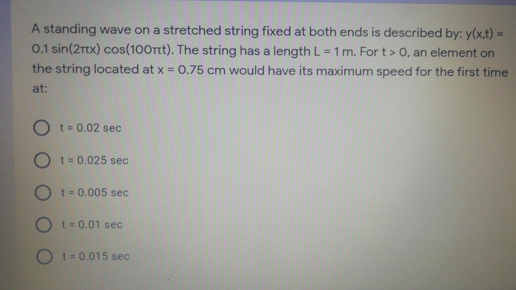 Solved A standing wave on a stretched string fixed at both | Chegg.com