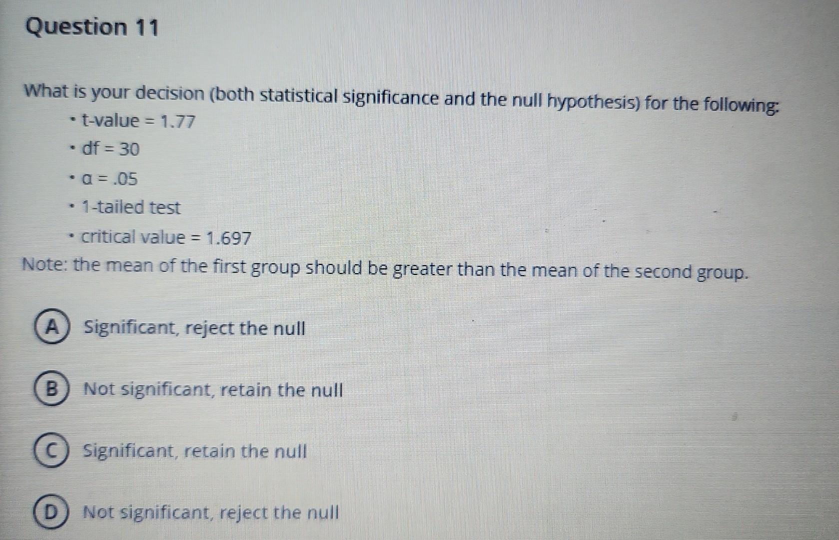 Solved What Is Your Decision (both Statistical Significance | Chegg.com