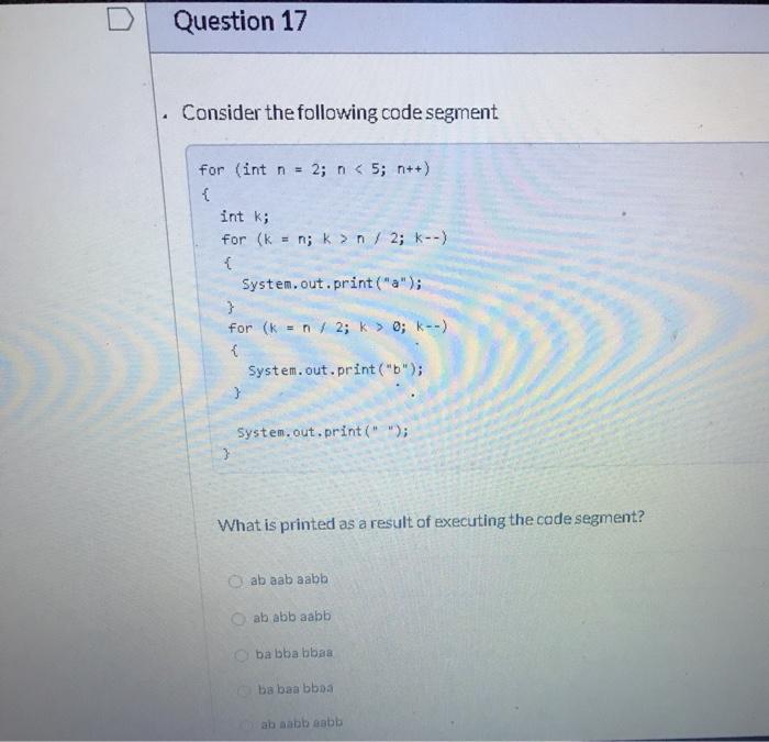 Solved Question Consider The Following Code Segment Chegg Com