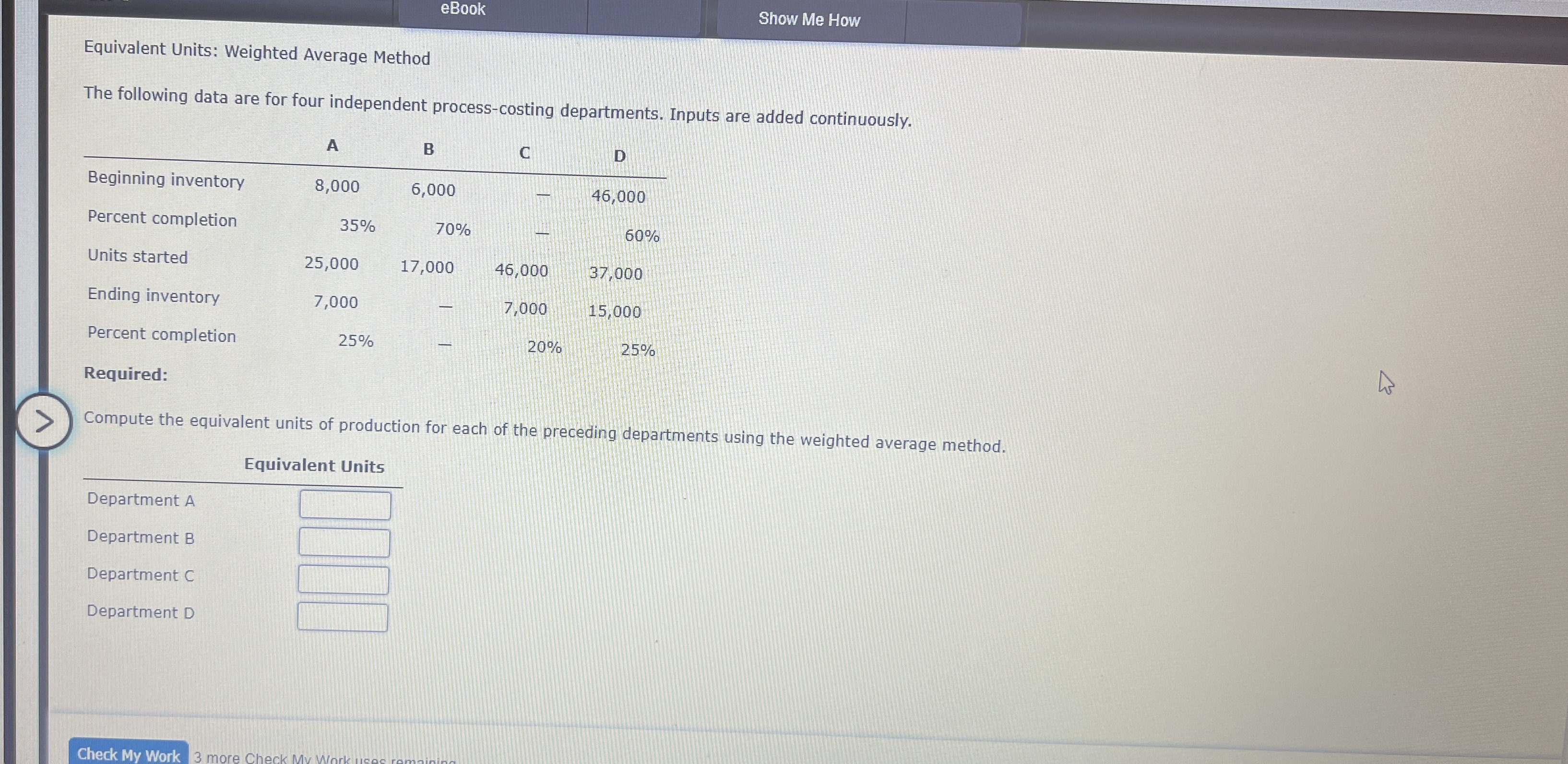 Solved Equivalent Units: Weighted Average MethodThe | Chegg.com